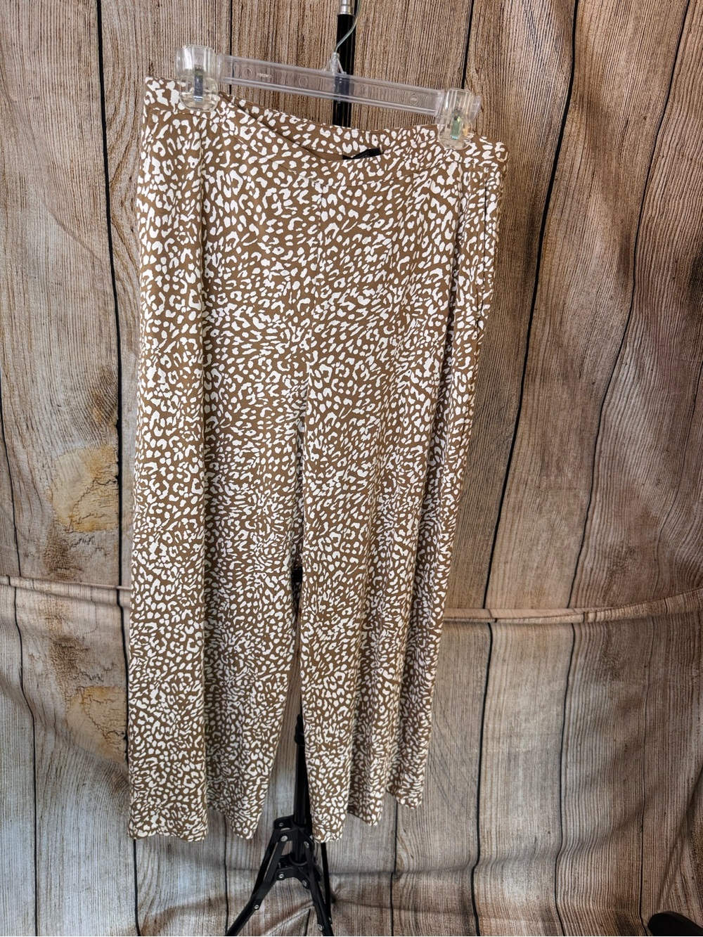 J. Jill Tan and White Animal Print Wide-Leg Pants